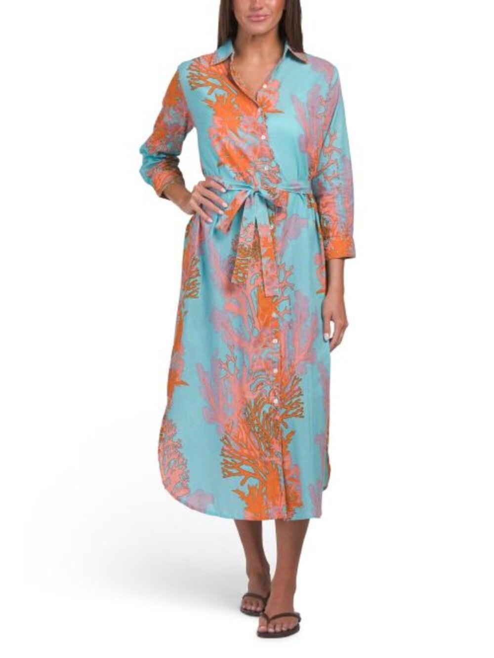 DEBBIE KATZ Lena Long Sleeve Cover-up Shirt Dress